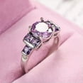 thumbnail image 3 of EOEMY 8*8mm Round Cut Purple Aaa Cz Band Women'S 925 Silver Wedding Party Ring Sz 6-10, 3 of 5