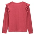 thumbnail image 4 of Linfrsh Long Sleeve Shirts for Girls Girls Long Sleeve Tees Girls' Soft T-Shirts Kids Basic Crewneck T-Shirts Top for Teen Youth Girls Red,11-12 Years, 4 of 5