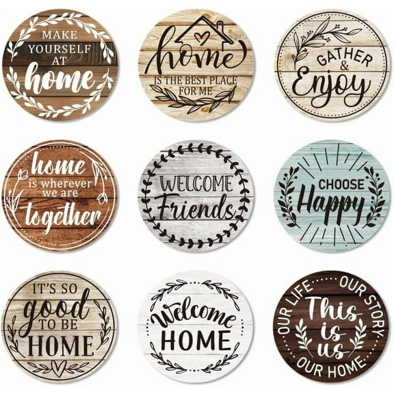 9 Pcs Wood Coasters for Drinks Blessings Colorful Wooden Cup Mat for Coffee Table Decor 3.9" Non-Slip Desk Coasters for Home Apartment Office Bar for DIY