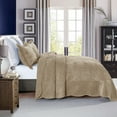 thumbnail image 4 of 3 Pcs Luxury Velvet Oversized Embroidery Quilted Quilt Set  Soft and Plush Bedding Set  Includes Quilt and Shams All-Season Comforter, 4 of 10