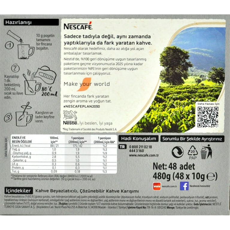 NESCAF√â, 2 in 1 Unsweetened Coffee Mix, 56 x 10g Packs