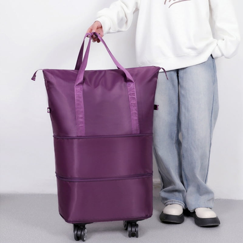 Large Capacity Expandable Travel Bag with Wheels Detachable Rolling Luggage Bag