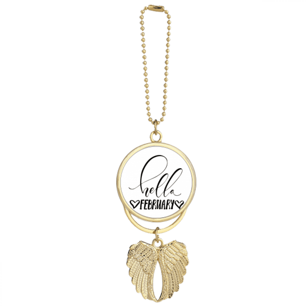 Hello February Citation Porte-Clés Voiture Aile d'Ange Pendentif