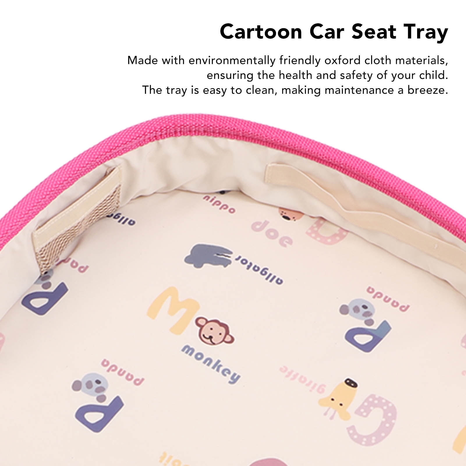 M Buder Toddler Car Seat Tray Portable Multi Functional Letters Pattern Storage for Snacking Playing, 16.5 inches / 42 cm