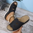 thumbnail image 4 of Womens Orthopedic Sandals Boho Hollow out Open Toe Slides with Arch Support Comfy Slip on Low Wedge Slip on Beach Shoes Casual Slippers Black Size 6.5, 4 of 7