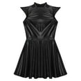 thumbnail image 6 of TiaoBug Women's Metallic Sleeveless Club Disco Holographic Dress Wet Look Pleated Dresses Black L, 6 of 7