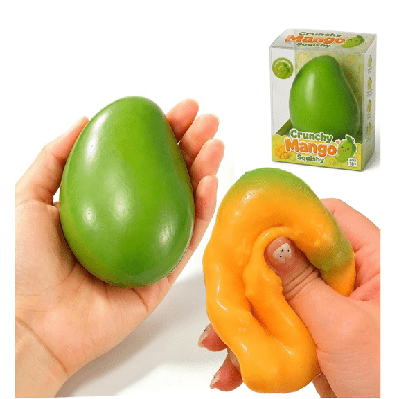 Crunchy Mango Squishy, Slow Rising Sensory Fidget for Stress Relief, Soft Fruit Squeeze with Satisfying Texture, Desk Calming Aid
