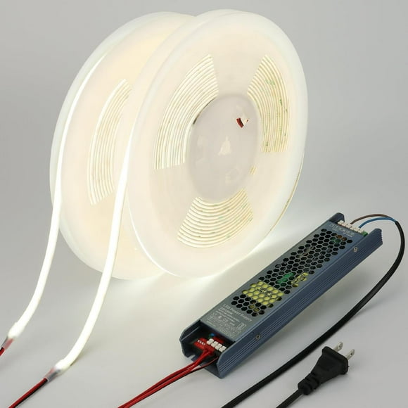 Tira LED COB BENLUN Blanco Frio 6000K Exterior Impermeable 24V con Transformador 20 Metros
