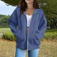 thumbnail image 2 of Womens Zip Up Hoodies Oversized Sweatshirts Fall School Fashion Outfits Casual Jackets 2025 Winter Clothes Navy 2XL, 2 of 5