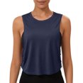 thumbnail image 4 of OIOLOYJM Women's Workout Tank Tops Lightweight Sleeveless Workout Tops Side Ruched Yoga Athletic Running Shirts Elegant Casual Gym Cozy Clothes Dark Blue S, 4 of 7