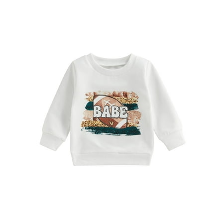 

Jkerther Baby Girls Boys Sweatshirt Fall Spring Long Sleeve Crew Neck Letters Rugby Print Pullover T-Shirt Tops