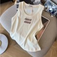 thumbnail image 1 of ????Miu Miu Cream Sleeveless Fitted Crop Tank Top, 1 of 5