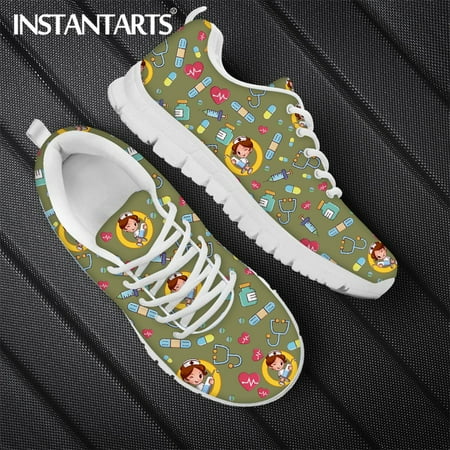 

Women s Sneakers Black Ladies Mesh Sport Casual Shoes Cute Cartoon Nurse Doctor Luxury Designer Lace Up Flats Zapatos Planos