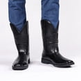 thumbnail image 2 of Men's Cowboy Boots With Square Toe Casual Chunky Heel Wide Country Boot Pull-on Boots Old West Style Fishing Boots, 2 of 5