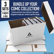 Premium Comic Book Storage Boxes | Short Cardboard Comic Book Box. Thick White Comic Box. Comic Storage Box for 150-175 Books. Comic Book Storage Case/Bin to Showcase Collectibles. (3 Pack)