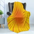 thumbnail image 4 of Vintage Yellow Soft Flannel Fleece Throw Blanket, Sun Burst with Halftone Effect Comic Book Style and Pop Art Design, Cozy Plush for Indoor and Outdoor Use, 50" x 70", Orange and Yellow, by Ambesonne, 4 of 5