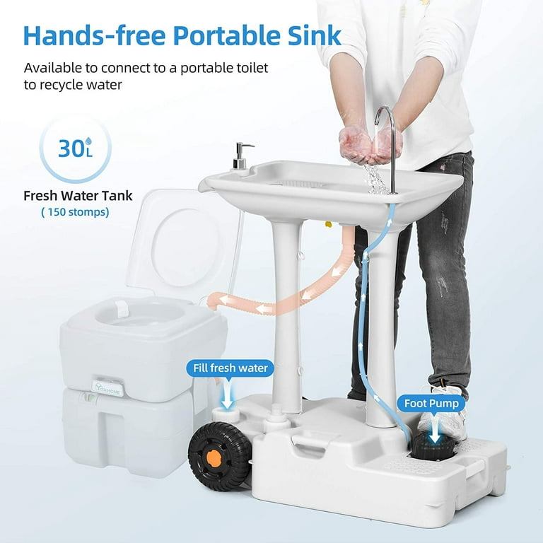 Portable Sink Hand Washing Station | Outdoor Camping Sink Battery Operated  | 5 Gallon Tank with Towel Holder & Soap Dispenser