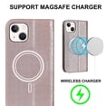 thumbnail image 2 of Funda antirrobo con cierre magnético para iPhone 13 Mini, compatible con carga magnética, piel sintética y TPU, diseño tipo cartera, ranuras para tarjetas, 2 of 5