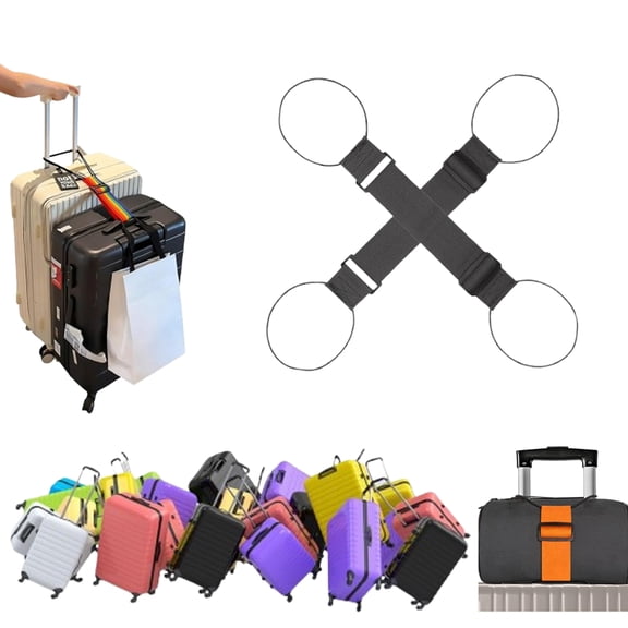 Multi Use Strong Adjustable Luggage Connector Straps -Luggage Connector Straps for Suitcases, Multi Use Elastic Suitcase Strap with Buckle for Stacking Bags & Hands-Free Travel, Suitcase Bungee Cords