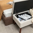 thumbnail image 6 of Syngar Modern Storage Bench, Upholstered Storage Ottoman with Wood Leg, Linen Entryway Bench with Storage for Living room, Bedroom, and Shop, Capacity of 300lbs, Easy Assemble, Beige, 6 of 12