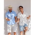 thumbnail image 5 of COOFANDY Mens Casual Untucked Shirts Short Sleeve Summer Beach Wedding Shirts for Men, 5 of 6