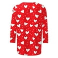 thumbnail image 4 of Qepwscx Womens Shirts 3/4 Long Sleeve Valentine'S Day Crewneck Sweatshirt Love Heart Printed Womens Blouses Plus Size Fall Tops Pullover Sweatshirt Graphic Tshirts Gifts Tee Tops, 4 of 5