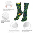 thumbnail image 3 of Xecao Dinosaurs and Tropical Leaves and Flowers Print Fashion No Heel Casual Crew Socks Cushioned Breathable for Men Women - Moisture wicking,Not easy to fade Suitable for daily, 3 of 7