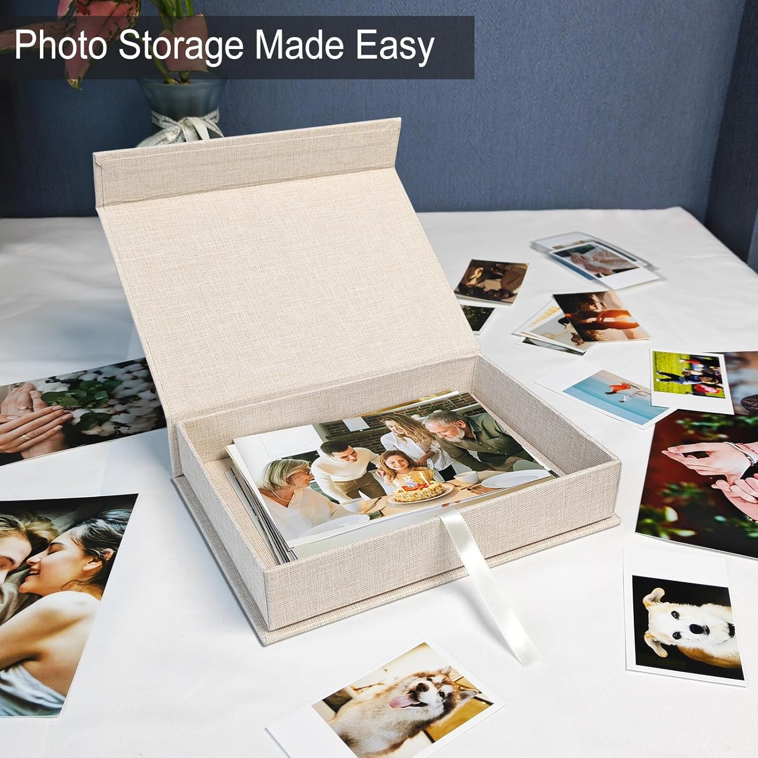 Lanola 8x10 Archival Photo Storage Box with Lid – Stackable Memory Keepsake Organizer for Photos, Certificates, Jewelry & Scrapbooking Supplies Grass Green