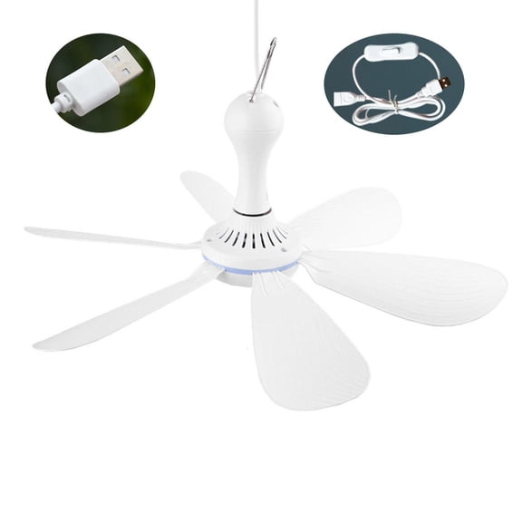 Yammee 42cm Portable Ceiling Fan with 6 Blades USB Tent Fans Canopy Fan for Camping