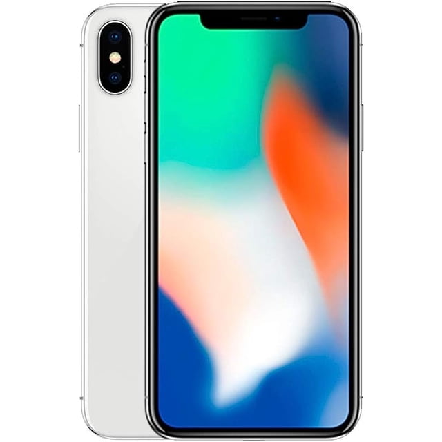 Apple iPhone X 64GB factory unlocked smartphone in silver, refurbished to a 9/10 condition. Features a 5.8-inch OLED edge-to-edge display with True Tone technology, dual 12MP rear cameras arranged vertically, and 4K video recording at up to 60fps. Includes wireless charging capability and is compatible with Canadian mobile networks. Delivered in non-original packaging.