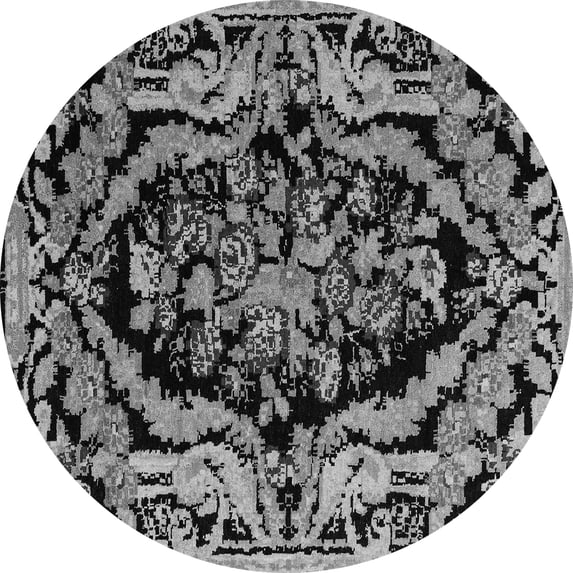 Ahgly Company Indoor Round Abstract Gray Modern Area Rugs, 4' Round