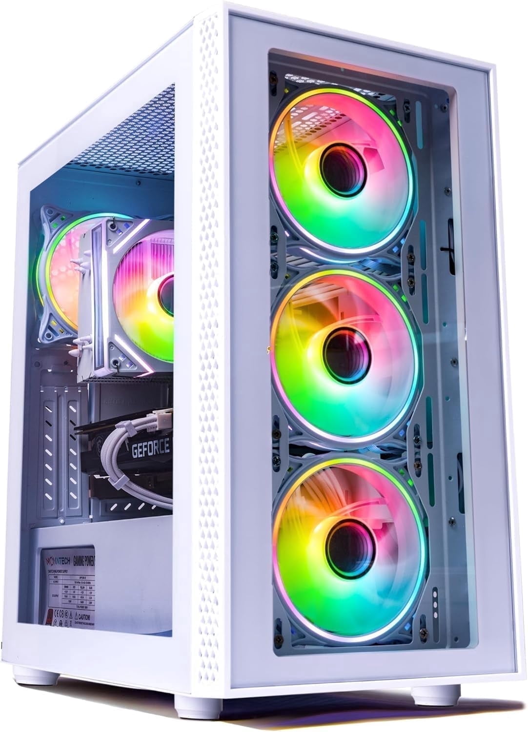 Phantom 2.0 - Prebuilt Gaming PC Desktop Computer - RTX 3050 - Intel i7 Xeon 3.5GHz - 16GB RAM - 512GB M.2 SSD WiFi/BT, Win 11 - Gaming Computer Tower - Pre Built PC Gaming - 1 Year Warranty (White)