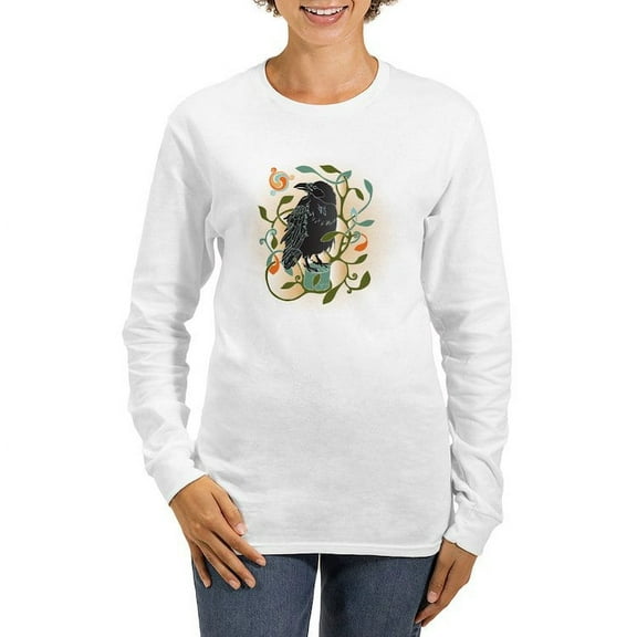CafePress - Celtic Crow Long Sleeve T Shirt - Women's Long Sleeve Graphic Casual T-Shirt