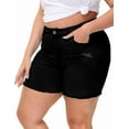 thumbnail image 5 of Gocolloa Women Plus Size Jean Shorts Stretchy High Waisted Frayed Raw Hem Denim Shorts Black 22W, 5 of 5