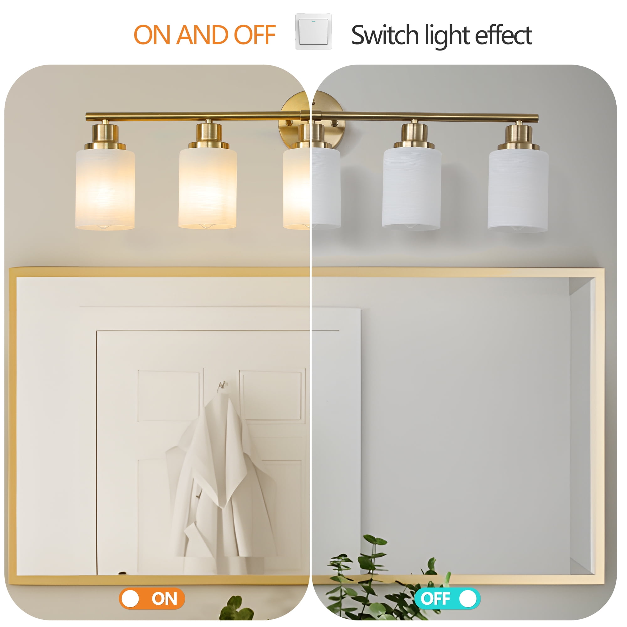 Jopath 31" Modern 5-Light Vanity Wall Sconce, Golden Finish with Frosted Glass Shades for Bathroom, Bedroom, Dressing Room or Hallway Lighting (No Bulbs)