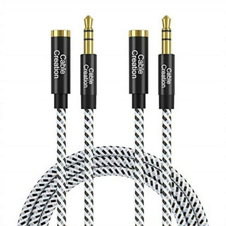 CableCreation 3.5mm Headphone Extension Cable [2-Pack] 6ft,3.5mm Male to Female Stereo Audio Extension Cable Adapter with Gold Plated Connector