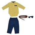 thumbnail image 3 of Conjunto de traje de caballero para bebé, camisa exquisita de moda, pantalones con tirantes, conjunto para fiesta, color amarillo, 100cm, 3 of 5