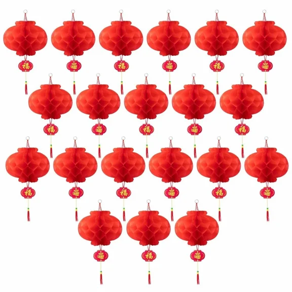 Asian Home Red Paper Lantern Hanging Lanterns For Chinese Spring Festival,...