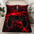 thumbnail image 2 of Castle Fairy Teens Black Gamer 4-Piece Full Size Sheets,Video Game Bed Sheets,Abstract Stripes Lightweight Sheet Sets,Gamepads Room Decor, 2 of 7