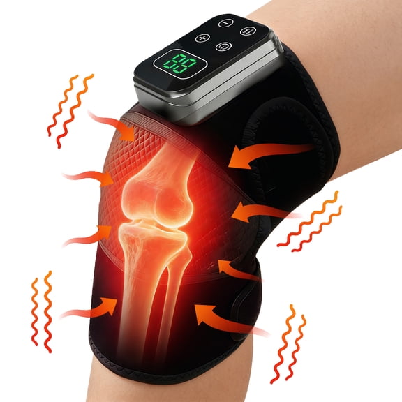 LAPTOM MAX Cordless Heated Knee Massager, Rechargeable Heated Knee Brace Wrap with 5 Heating Levels, Pain Relief for Women & Men Gift