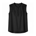 thumbnail image 5 of ZVNAH Haut Sans Manches à Broderie Florale pour Femme, Blouse Décontractée Style Henley à Col en V Volanté, P-2TG, 5 of 5