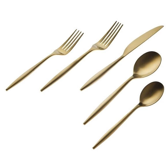 18-10 Milano Stainless Steel Flatware Set, Matte Gold - 20 Piece