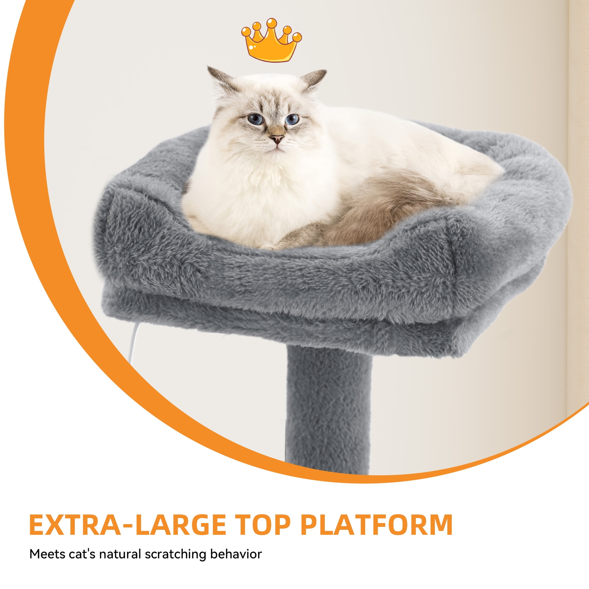 Uforic 44" Cat Tree Condo with Scratching Posts & Hammock, Indoor Pet Play Center, Light Gray
