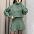 thumbnail image 7 of Women’s Fall Winter Sweater Sets Skirt Sets Outfits Long Sleeve Turtleneck Knit Top and Knit Pleated Short Skirts Set, 7 of 7