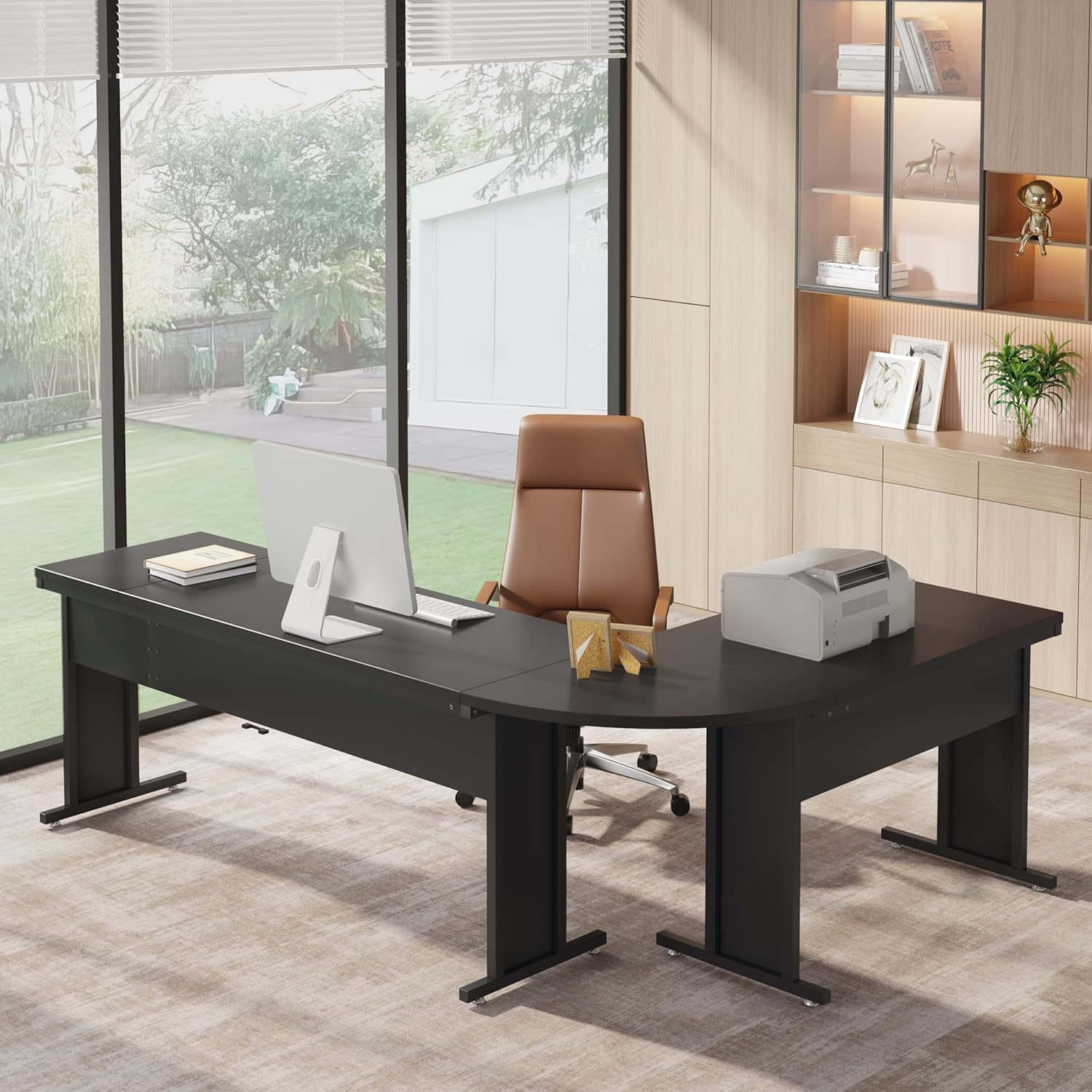 Tribesigns 83-Inch Large L Shaped Desk, Modern Reversible Executive Office Desk for Home Office (Black)