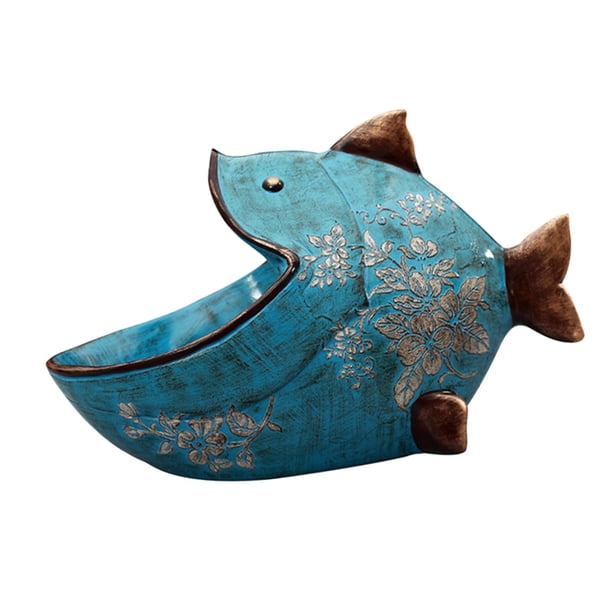 Bandeja de almacenamiento con esculturas de peces nórdicos, artículos de arte, estatuas, decoración para el hogar y la oficina. Azul
