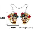 thumbnail image 5 of Sugar Skull Earring Earrings Acrylic Dia De Los Muertos Goth Dangle Goth Gothic Mexican Spanish Flower Design, 5 of 5