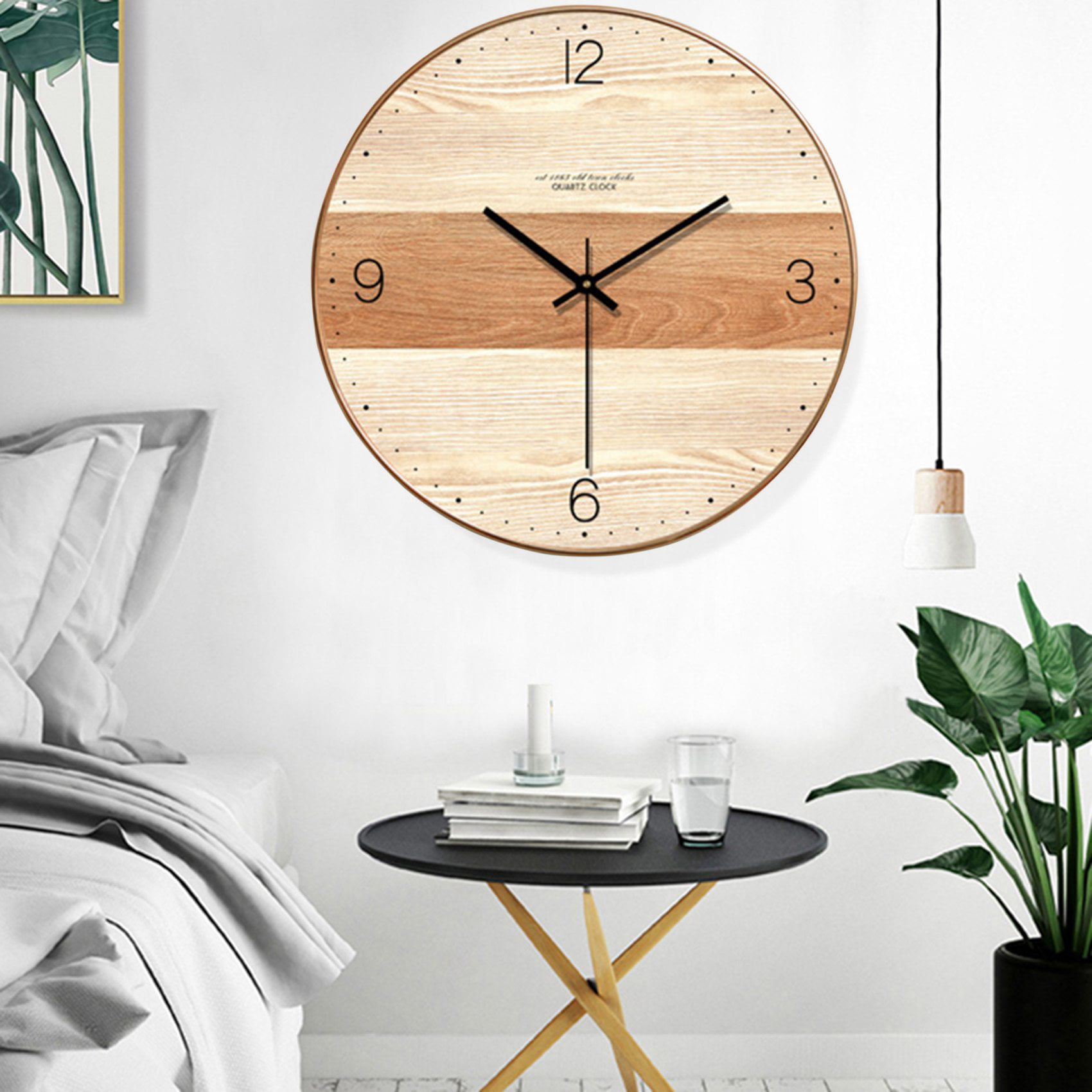 Color : Wood Silent Wooden Table Clock Modern Creative Desk Clocks Home Decoration，for Bedroom Living Room Office Kitchen accurate