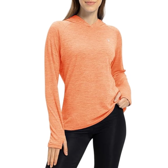 Trgacdwlo Womens UPF 50 Sun Protection Hoodie Shirt Long Sleeve Rash Guard Lightweight Fishing Hiking Outdoor UV Shirt Orange L