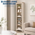 thumbnail image 5 of TacleeKii 6-Tier Bookshelf, Freestanding Bookcase with Open Shelves and Anti-Tip Design, Beige & Wood Color, 5 of 9